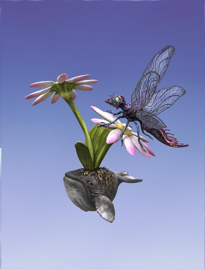 Hiker crossing a rocky stream